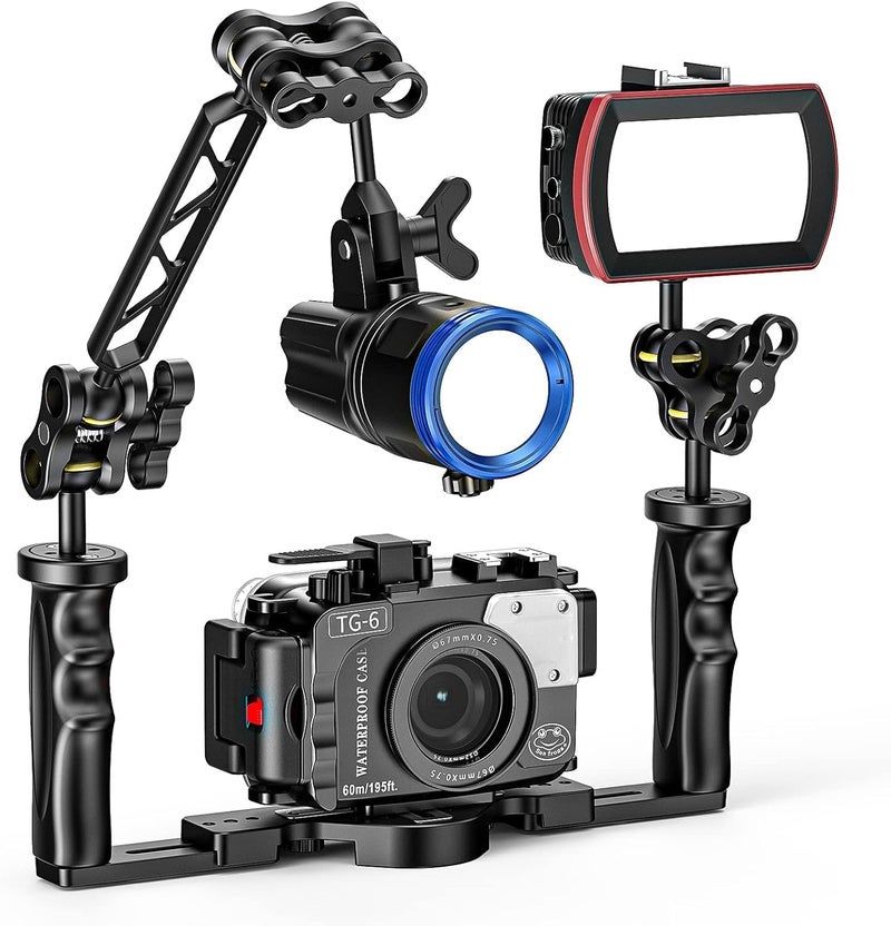 Seafrogs Double Ball Arm Essential Underwater Photography Gear Lighting System Aluminum Alloy Diving Equipment Accessory Lightweight Arms (8.0" Double Ball Arm, 2pcs) - Image 4